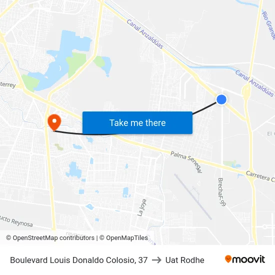 Boulevard Louis Donaldo Colosio, 37 to Uat Rodhe map