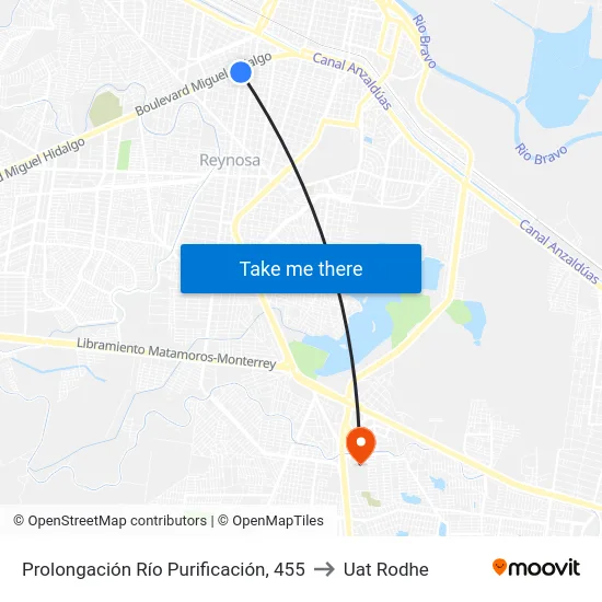 Prolongación Río Purificación, 455 to Uat Rodhe map