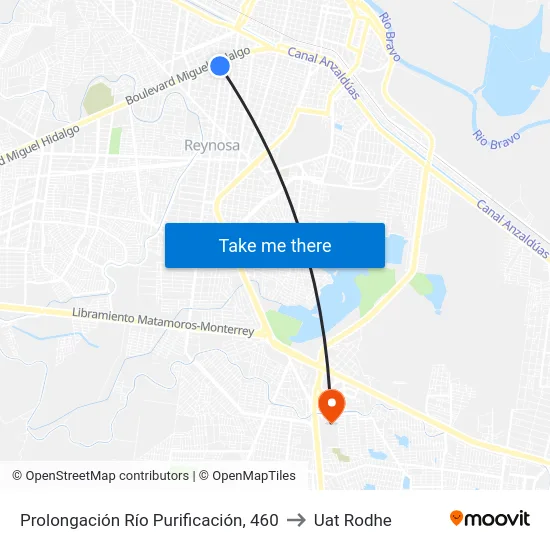 Prolongación Río Purificación, 460 to Uat Rodhe map