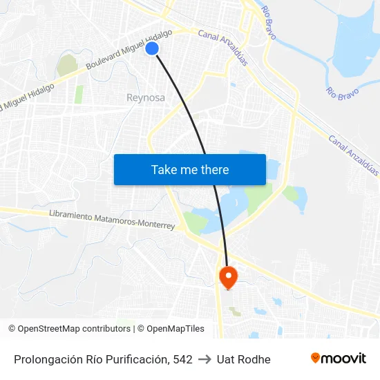 Prolongación Río Purificación, 542 to Uat Rodhe map