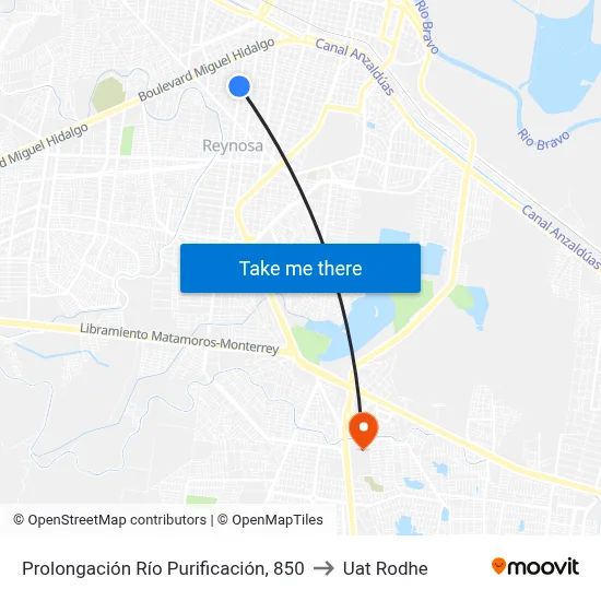 Prolongación Río Purificación, 850 to Uat Rodhe map
