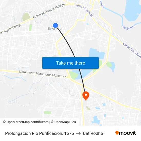 Prolongación Río Purificación, 1675 to Uat Rodhe map