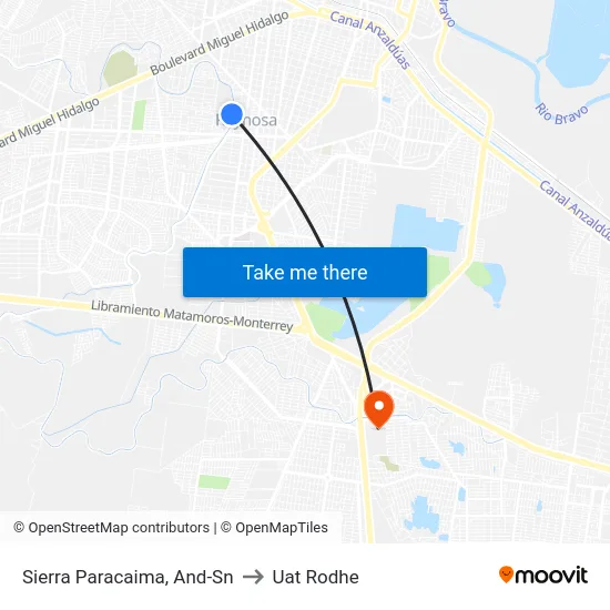 Sierra Paracaima, And-Sn to Uat Rodhe map