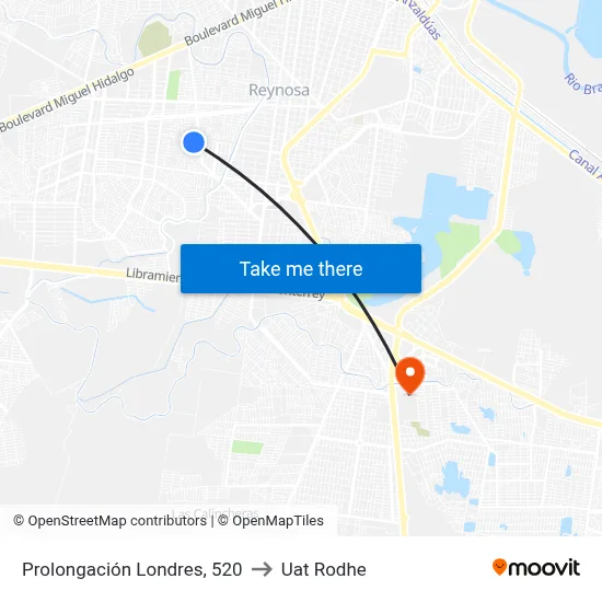 Prolongación Londres, 520 to Uat Rodhe map