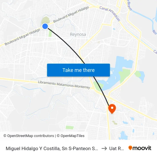 Miguel Hidalgo Y Costilla, Sn S-Panteon Sagrado Corazon to Uat Rodhe map