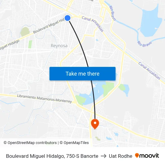 Boulevard Miguel Hidalgo, 750-S Banorte to Uat Rodhe map