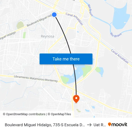 Boulevard Miguel Hidalgo, 735-S Escuela De Ingles Y Computacion to Uat Rodhe map