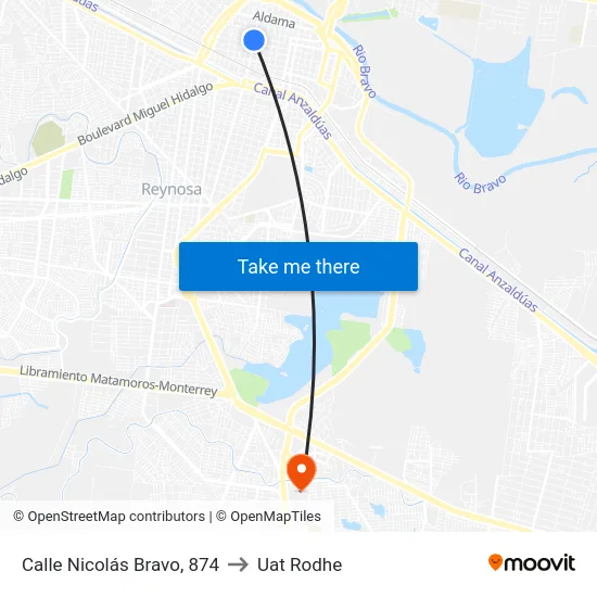 Calle Nicolás Bravo, 874 to Uat Rodhe map