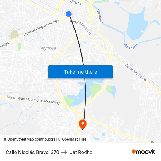 Calle Nicolás Bravo, 370 to Uat Rodhe map