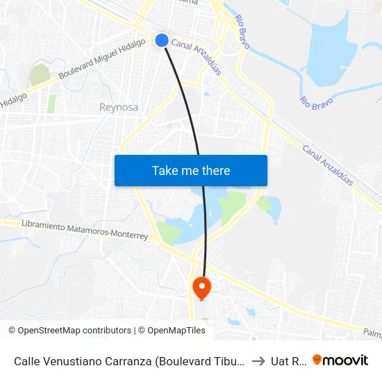 Calle Venustiano Carranza (Boulevard Tiburcio Garza Zamora), 155 to Uat Rodhe map