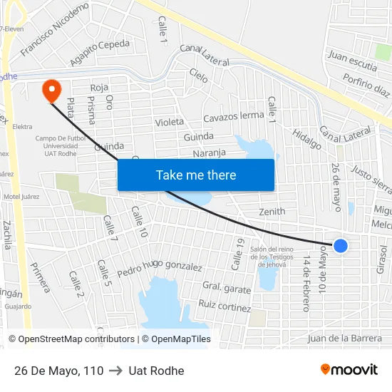 26 De Mayo, 110 to Uat Rodhe map