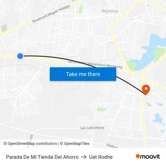 Parada De Mi Tienda Del Ahorro to Uat Rodhe map