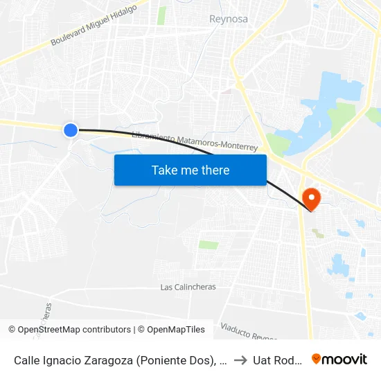 Calle Ignacio Zaragoza (Poniente Dos), 50 to Uat Rodhe map