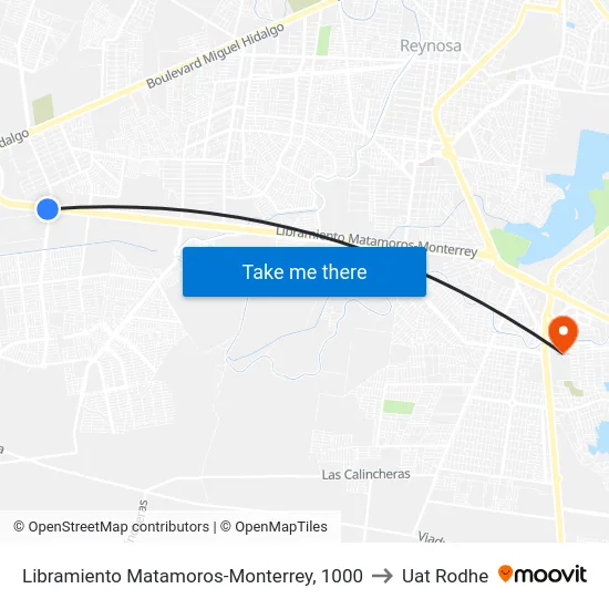 Libramiento Matamoros-Monterrey, 1000 to Uat Rodhe map