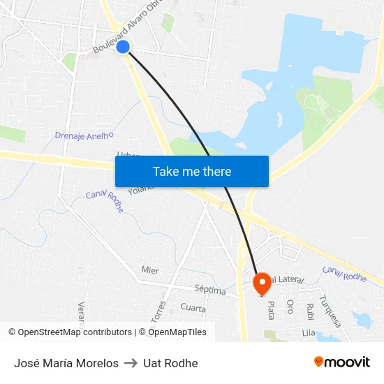 José María Morelos to Uat Rodhe map