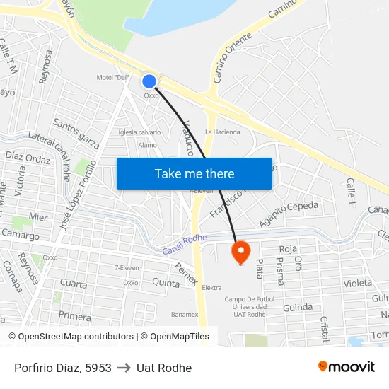 Porfirio Díaz, 5953 to Uat Rodhe map