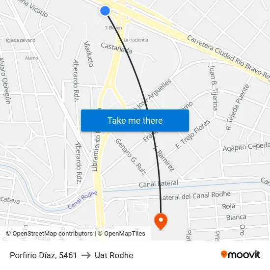 Porfirio Díaz, 5461 to Uat Rodhe map