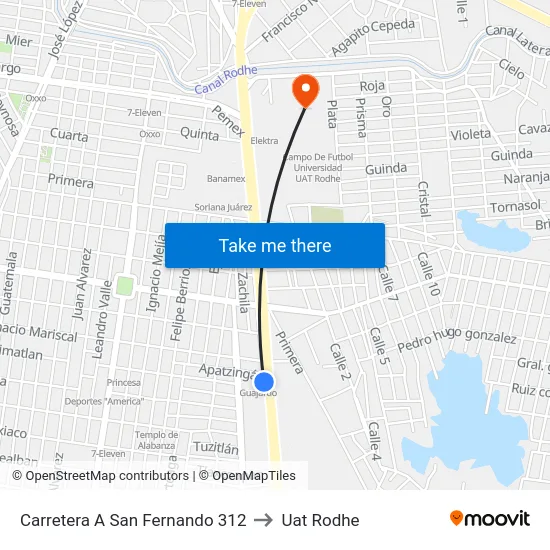 Carretera A San Fernando 312 to Uat Rodhe map