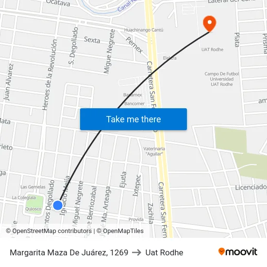 Margarita Maza De Juárez, 1269 to Uat Rodhe map