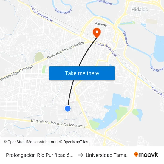 Prolongación Río Purificación, 129a_D to Universidad Tamaulipeca map