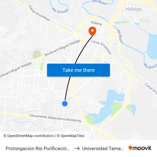 Prolongación Río Purificación, 129a_D to Universidad Tamaulipeca map