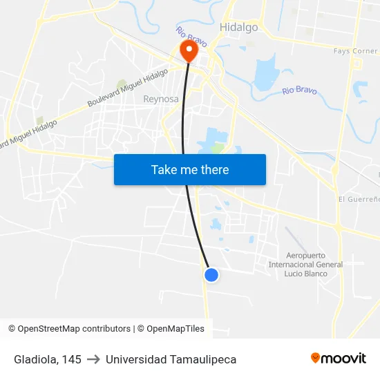 Gladiola, 145 to Universidad Tamaulipeca map