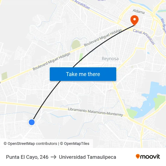 Punta El Cayo, 246 to Universidad Tamaulipeca map