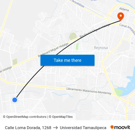 Calle Loma Dorada, 1268 to Universidad Tamaulipeca map
