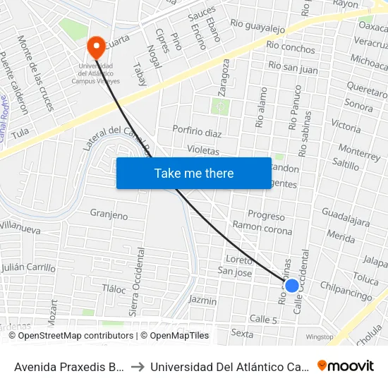 Avenida Praxedis Balboa, 332 to Universidad Del Atlántico Campus Virreyes map