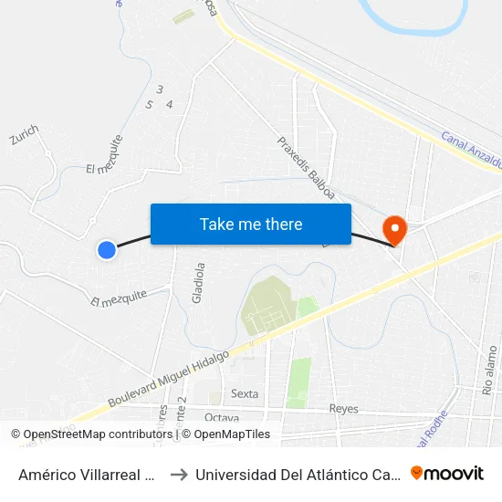 Américo Villarreal Guerra, 450 to Universidad Del Atlántico Campus Virreyes map