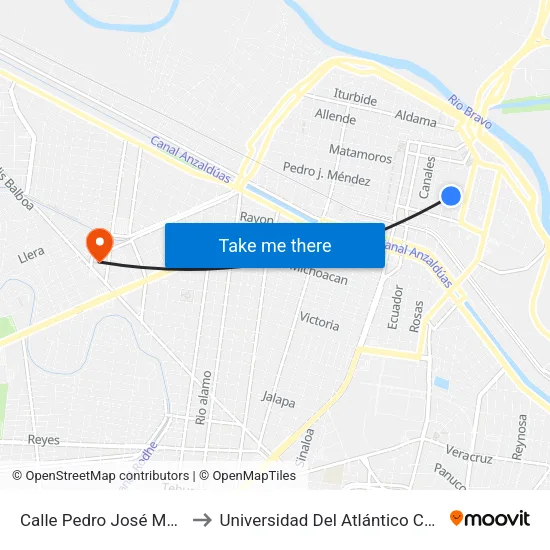 Calle Pedro José Méndez, 1128 to Universidad Del Atlántico Campus Virreyes map