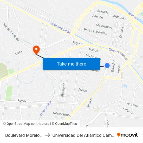 Boulevard Morelos, 550_B to Universidad Del Atlántico Campus Virreyes map