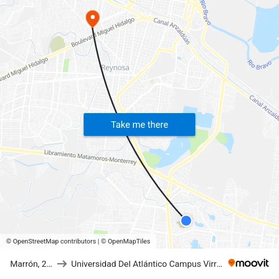 Marrón, 211 to Universidad Del Atlántico Campus Virreyes map