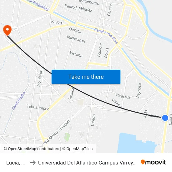 Lucía, 63 to Universidad Del Atlántico Campus Virreyes map