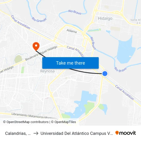 Calandrias, 945 to Universidad Del Atlántico Campus Virreyes map