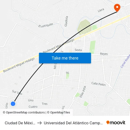 Ciudad De México, 23 to Universidad Del Atlántico Campus Virreyes map