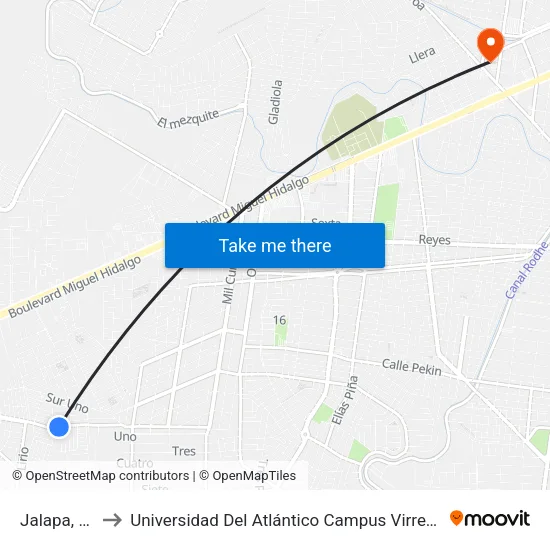 Jalapa, 60 to Universidad Del Atlántico Campus Virreyes map