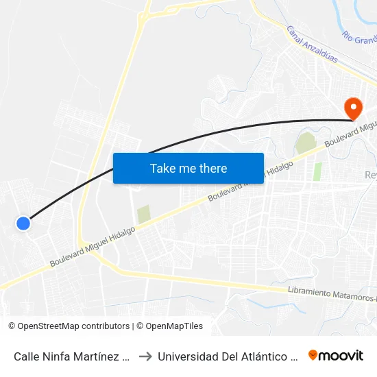 Calle Ninfa Martínez Deandar, 602a to Universidad Del Atlántico Campus Virreyes map
