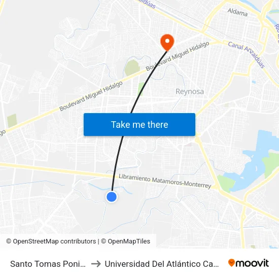 Santo Tomas Poniente, 363 to Universidad Del Atlántico Campus Virreyes map