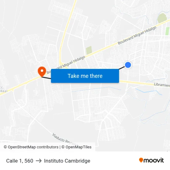 Calle 1, 560 to Instituto Cambridge map