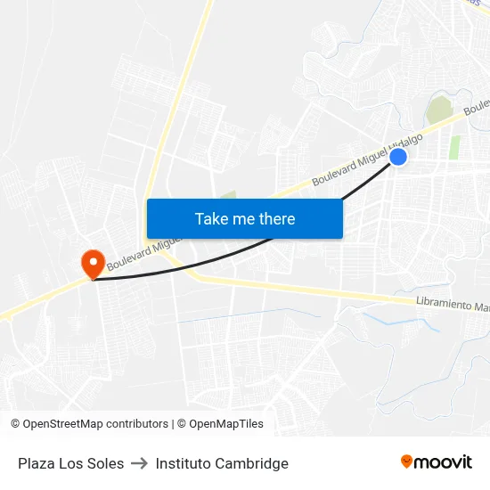 Plaza Los Soles to Instituto Cambridge map