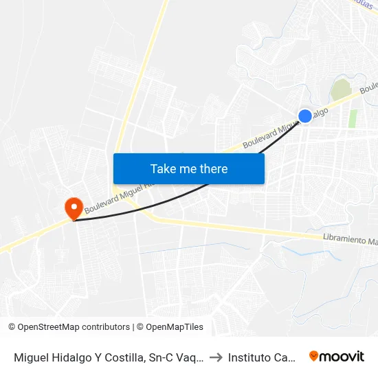 Miguel Hidalgo Y Costilla, Sn-C Vaqueros El Portal to Instituto Cambridge map