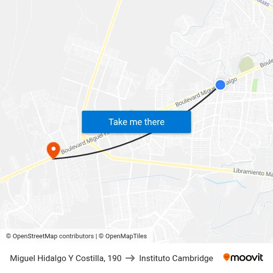 Miguel Hidalgo Y Costilla, 190 to Instituto Cambridge map