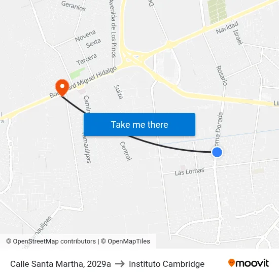 Calle Santa Martha, 2029a to Instituto Cambridge map