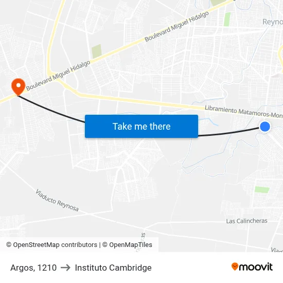 Argos, 1210 to Instituto Cambridge map