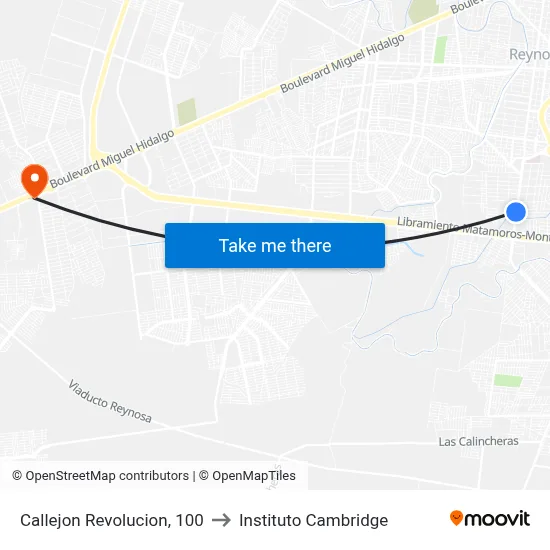 Callejon Revolucion, 100 to Instituto Cambridge map