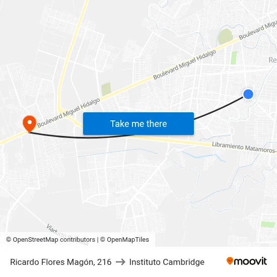 Ricardo Flores Magón, 216 to Instituto Cambridge map