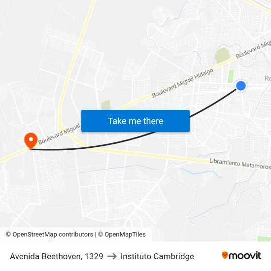Avenida Beethoven, 1329 to Instituto Cambridge map
