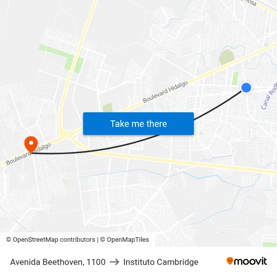 Avenida Beethoven, 1100 to Instituto Cambridge map