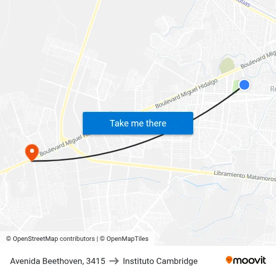 Avenida Beethoven, 3415 to Instituto Cambridge map
